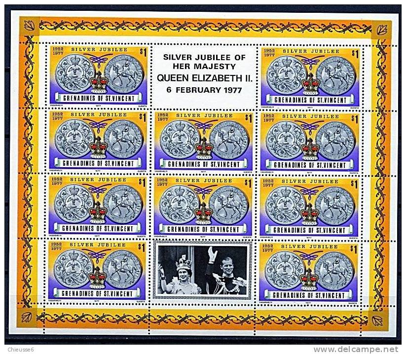 Grenadines De St Vincent ** N° 98 à 100 En Feuillets De 10 Tbres- Médailles Et Monnaies - St.Vincent (1979-...)