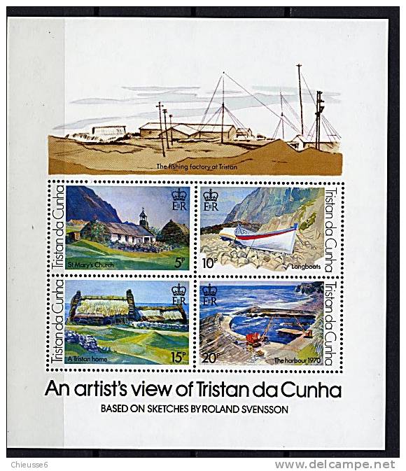 Tristan Da Cunha ** Bloc N° 6 - Vues Artistiques Peintes Par R. Swensson (II) - Tristan Da Cunha