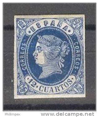 SPAIN, 12 CUARTOS 1862, UNUSED, HINGED STAMP, VERY NICE! - Unused Stamps