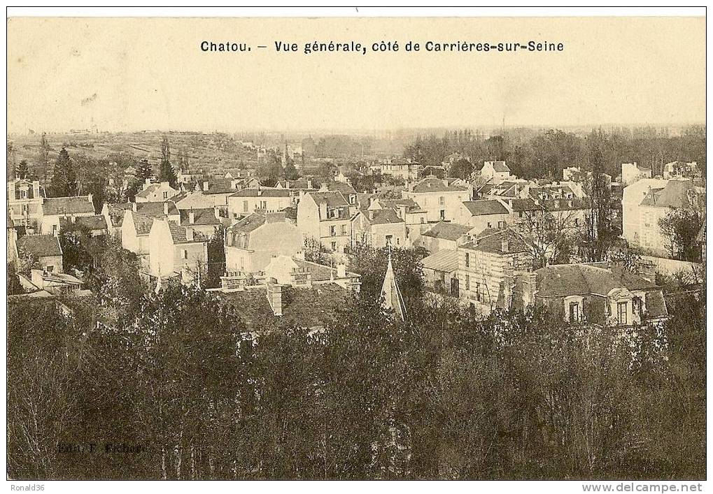 CP 78 CHATOU Vue Générale, Côté De Carrières Sur Seine - Chatou