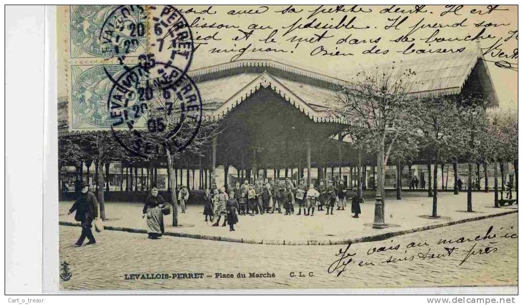 CPA 92 LEVALLOIS-PERRET PLACE DU MARCHE 1905 - Levallois Perret