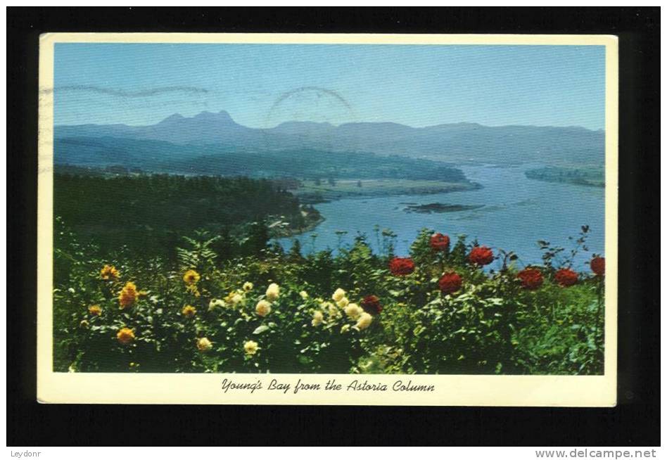 Young's Bay From The Astoria Column, Oregon - Mailed From Canada - Flowers - Sonstige & Ohne Zuordnung