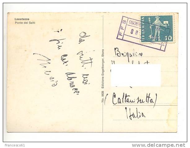 SVIZZERA HELVETIA 1965 Annullo Ferroviario    Storia Postale - Covers & Documents