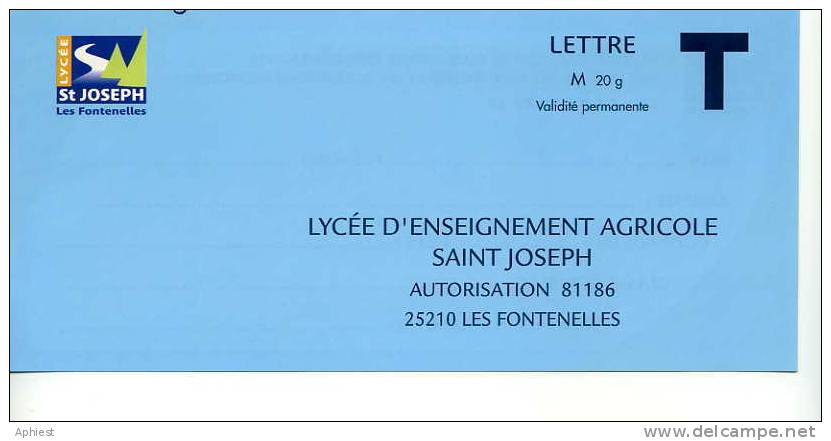 Lettre T Lycée Saint Joseph - 25 Les Fontenelles - Karten/Antwortumschläge T