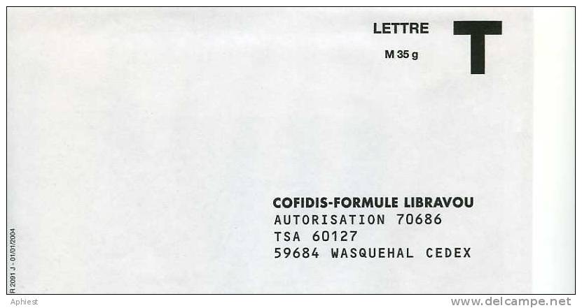 Lettre T Cofidis-Formule Libravou - Wasquehal - Cards/T Return Covers