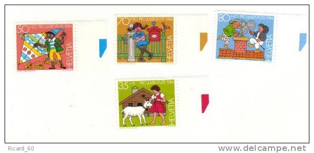 Série Neuve ** Suisse, N°1213-16 Yt,  Personnages De Livres D'enfants: Heidi, Pinocchio,fifi Brin D'acier, Max Et Morit - Unused Stamps