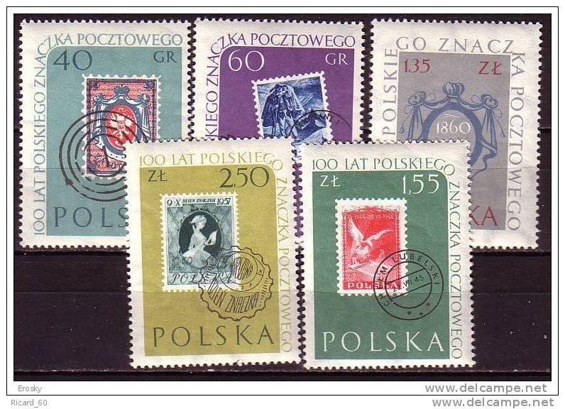 Série Neuve De Pologne Centenaire Du Timbre, Timbre Sur Timbre, N°1026-30 - Unused Stamps