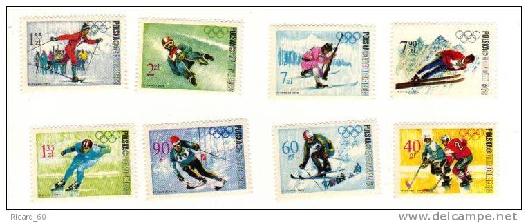 Série Neuve De Pologne Jo De Grenoble: Ski, Hockey Sur Glace ... - Unused Stamps