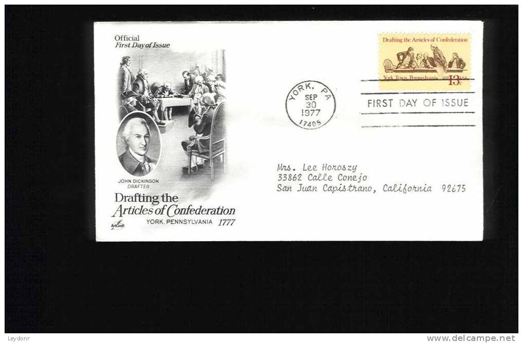 FDC Drafting The Articles Of Confederation - York, Pennsylvania 1977 - 1971-1980