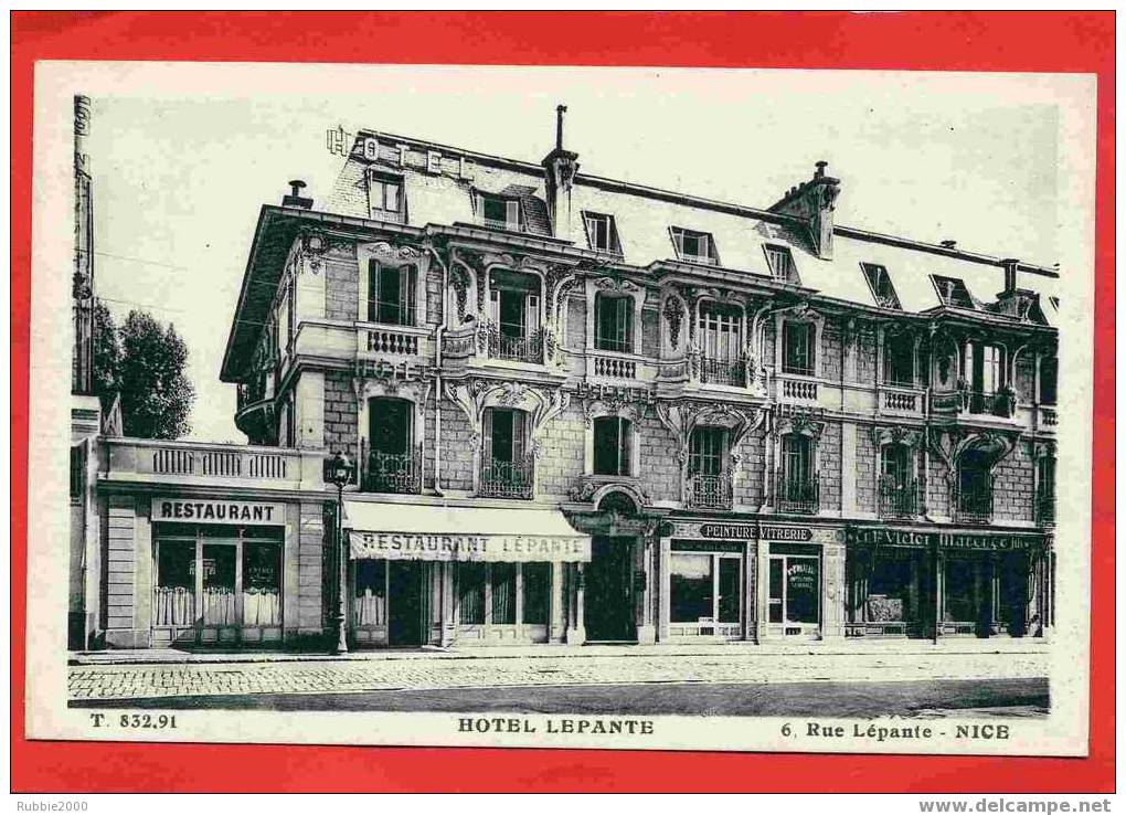 NICE HOTEL LEPANTE RESTAURANT 6 RUE LEPANTE PEINTURE VITRERIE CARTE PUBLICITAIRE EN BON ETAT - Cafés, Hotels, Restaurants