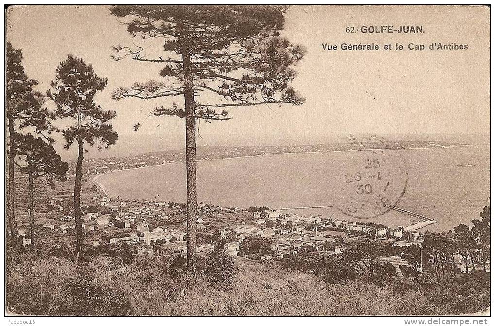 06 - Golfe-Juan - Vue Générale Et Le Cap D'Antibes - (circulée 1930) - Vallauris