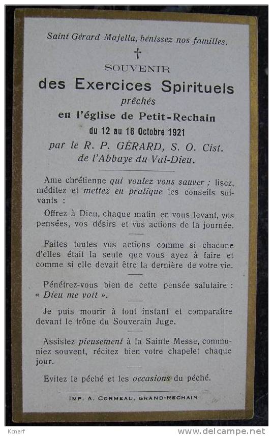 Faire-parts De PRECHES De PETIT-RECHAIN / ABBAYE Du VAL-DIEU  En 1921 & Imprimé à GRAND-RECHAIN . - Autres & Non Classés