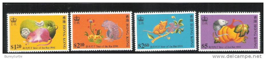 Hong Kong 1996 Embroidery Designs Of Rats New Year MNH - Roedores