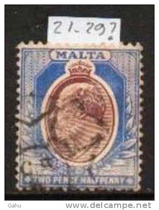 Malte 21 Ou 29  (1904) ;cote  1989 : 17.50 Ou 11.00 Fr. ; - Malte (...-1964)