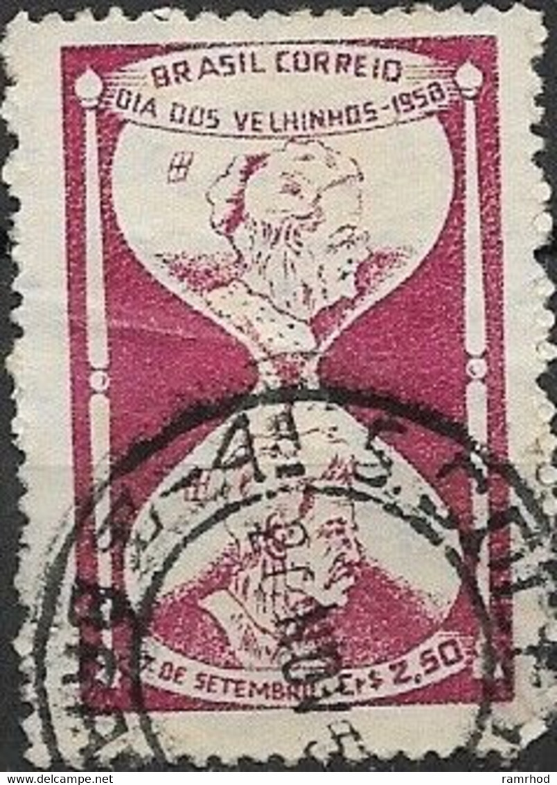 BRAZIL 1958 Old Peoples Day - 2cr50 Hour Glass & Old People FU - Gebruikt