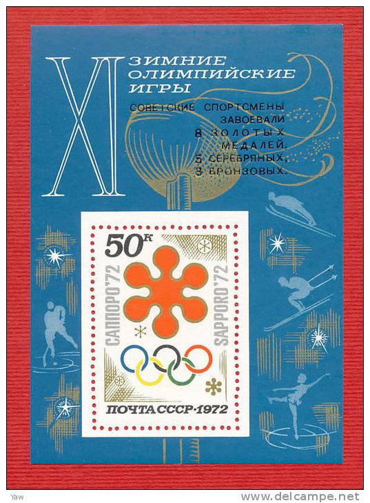 RUSSIA 1972  FOGLIETTO "BLOC" GIOCHI OLIMPICI INVERNALI A SAPPORO IN GIAPPONE. MEDAGLIE RUSSE. BF MNH** - Hiver 1972: Sapporo