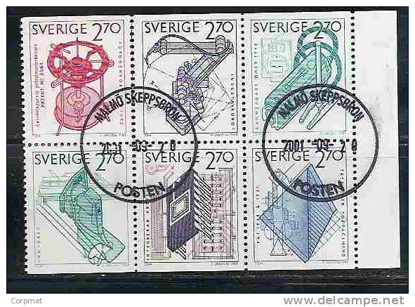 SWEDEN - EXPORTATIONS - BLOCK OF 6 Se-tenant  From The BOOKLET - Yvert # C 1264 - VF USED - Blocks & Sheetlets
