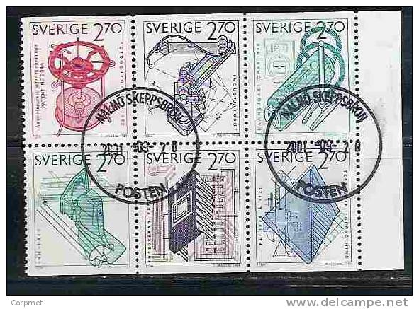 SWEDEN - EXPORTATIONS - BLOCK OF 6 Se-tenant  From The BOOKLET - Yvert # C 1264 - VF USED - Blokken & Velletjes