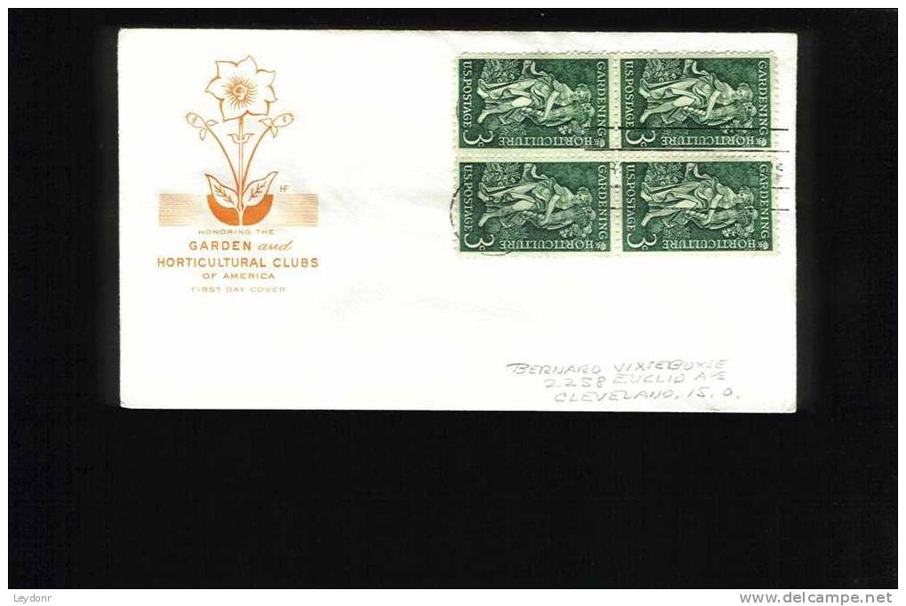 FDC Gardening - Horticulture - Block Of 4 - 1958 - 1951-1960