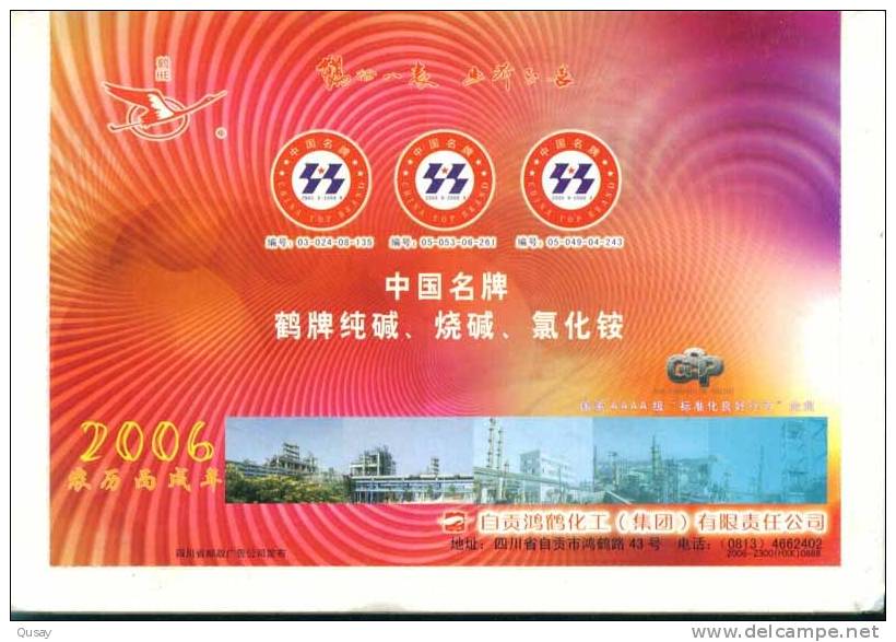 Chemistry Zigong Chemical Plant ,  Caustic Soda,   Pre-stamped Card , Postal Stationery - Química