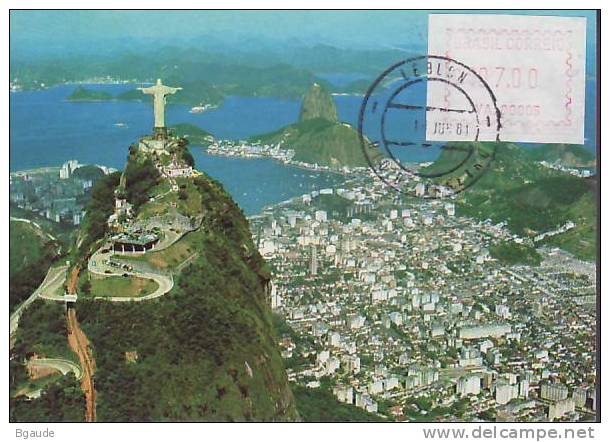 BRESIL CARTE MAXIMUM NUM.YVERT  DISTRIBUTEUR 2  CACHET RIO JANEIRO - Maximumkarten