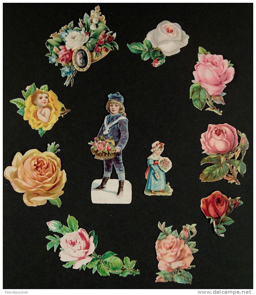 11 DECOUPIS ANCIENS FLEURS ET ENFANTS - DIE-CUT - Flowers