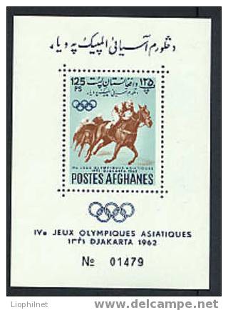 AFGHANISTAN 1962, 1 Bloc Dentelé COURSE CHEVAUX, NEUF. R566 - Hípica