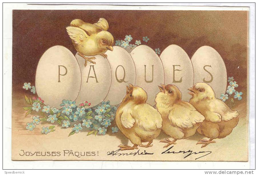 10393 Carte Relief Joyeuses Paques Poussin Oeuf Oeufs - Oiseaux