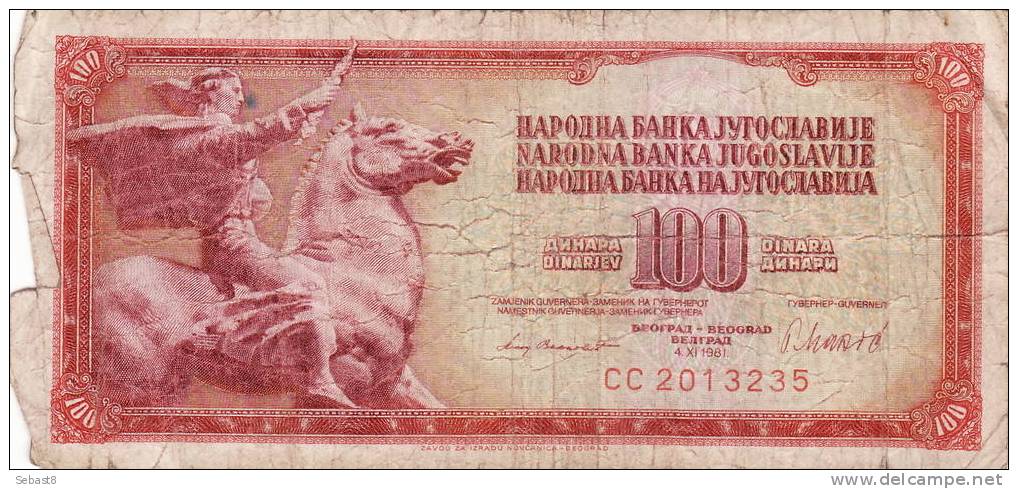 YOUGOSLAVIE 1000 DINARA 4 .11.1981  N° CC 2013235 - Yougoslavie