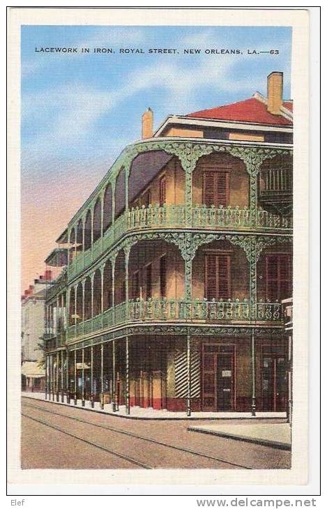 Old House At St. Peter And Royal, Vieux Carre ; Lacework In Iron , Royal Street , NEW ORLEANS , Louisiana;TB - New Orleans