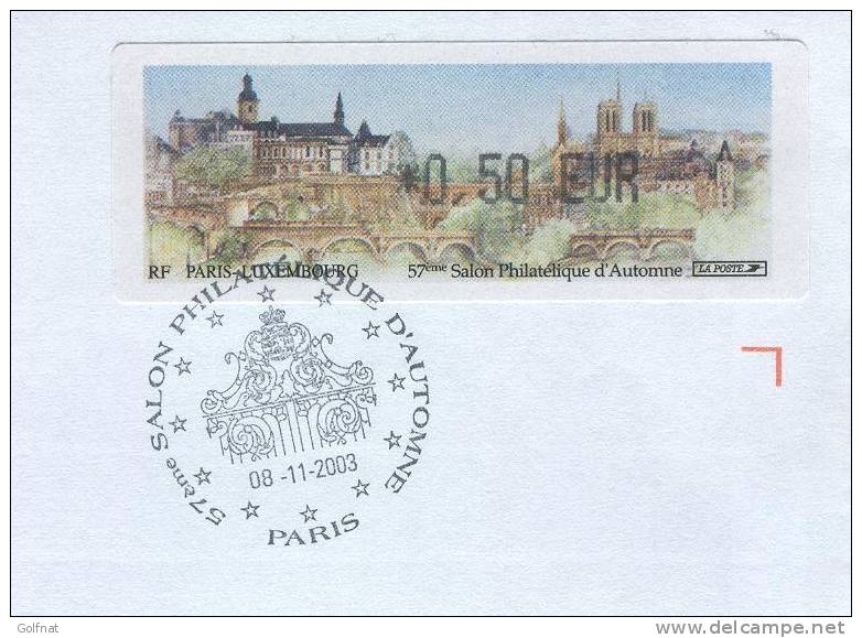 2003 VIGNETTE 0.5 PARIS LUXEMBOURG AVEC CACHET 1° JOUR - 1999-2009 Illustrated Franking Labels