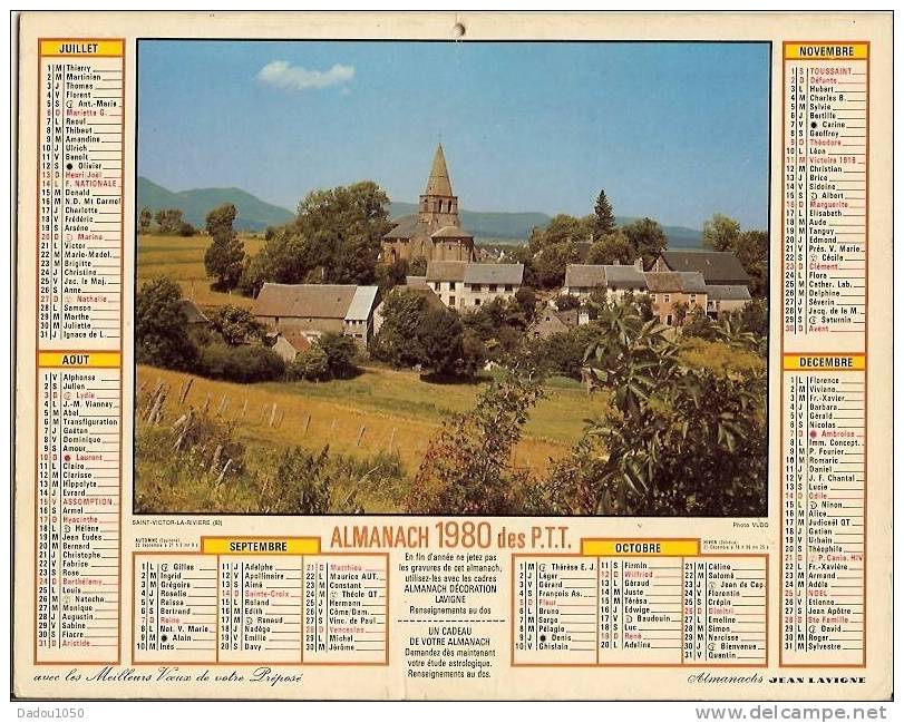 ALMANACH DES PTT Rhone1980 J Lavigne - Grand Format : 1971-80