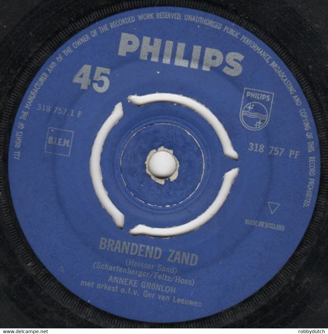 * 7" * ANNEKE GRÖNLOH - BRANDEND ZAND (Holland 1962) - Altri - Fiamminga