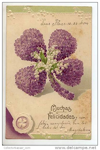VINTAGE Ca1900 POSTCARD ITALY HAPPY NEW YEAR Flowers - Anno Nuovo