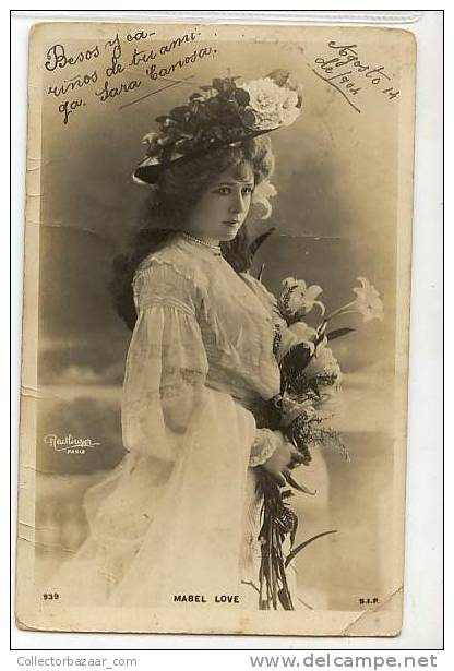 VINTAGE Ca1900 POSTCARD BRIDE WOMAN IN WHITE DRESS FLOWERS MARRIAGE - Otros & Sin Clasificación