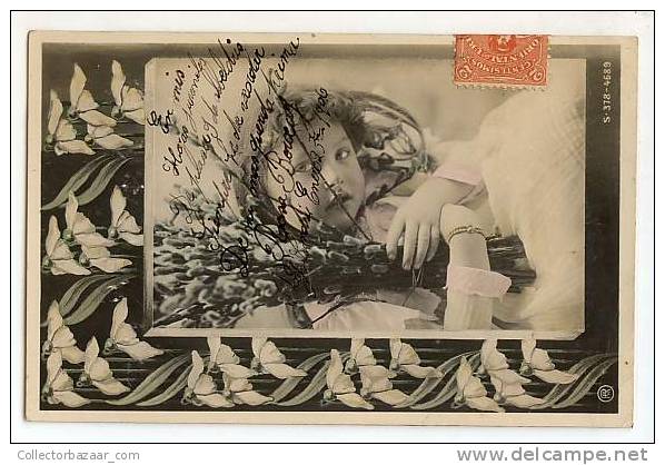 VINTAGE POSTCARD RPH PHOTO Girl With Flowers - Otros & Sin Clasificación