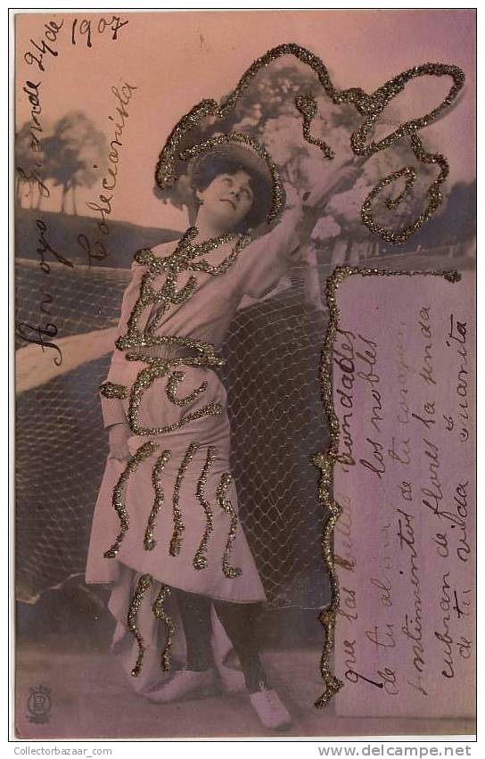 VINTAGE POSTCARD Woman Playing Tennis - Mujeres