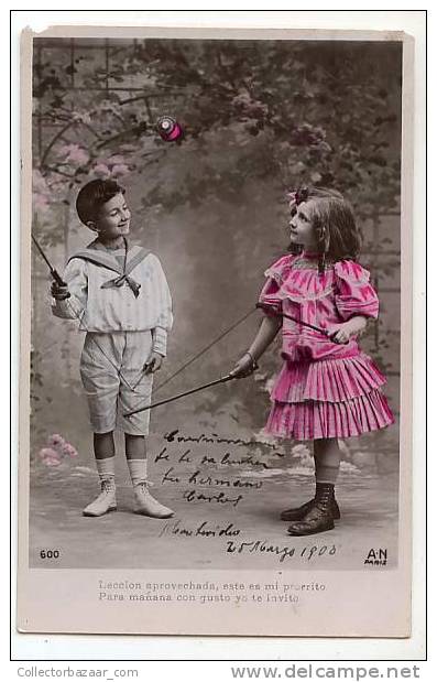 VINTAGE POSTCARD Children Kinds Playing - Otros & Sin Clasificación