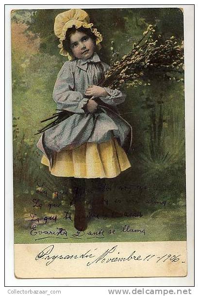 VINTAGE POSTCARD Girl With Flowers - Otros & Sin Clasificación