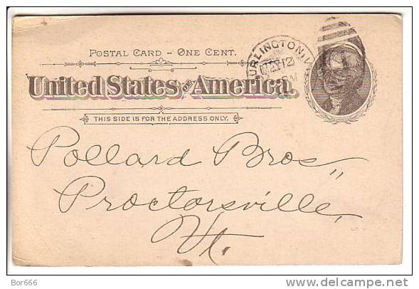 GOOD OLD USA POSTAL CARD 1896 - One Cent - Office Of BURLINGTON - ...-1900