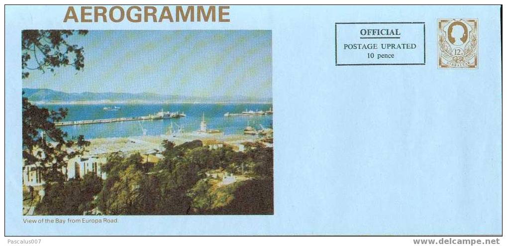 A00013 - Entier Postal - Aérogramme - Poste Gibraltar Par Avion 12p+10p - Luftpost & Aerogramme