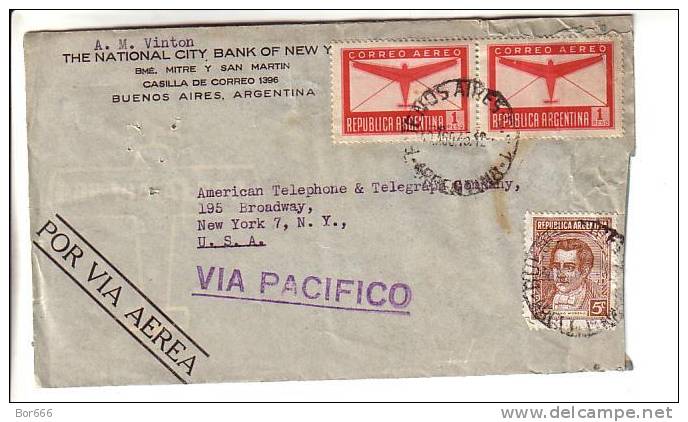 GOOD OLD ARGENTINA Air Mail Postal Cover To USA 1945 - Good Stamped - Covers & Documents