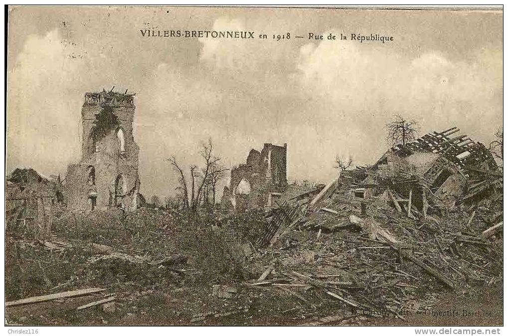 80 VILLERS BRETONNEUX Rue De La République  1918 - Villers Bretonneux