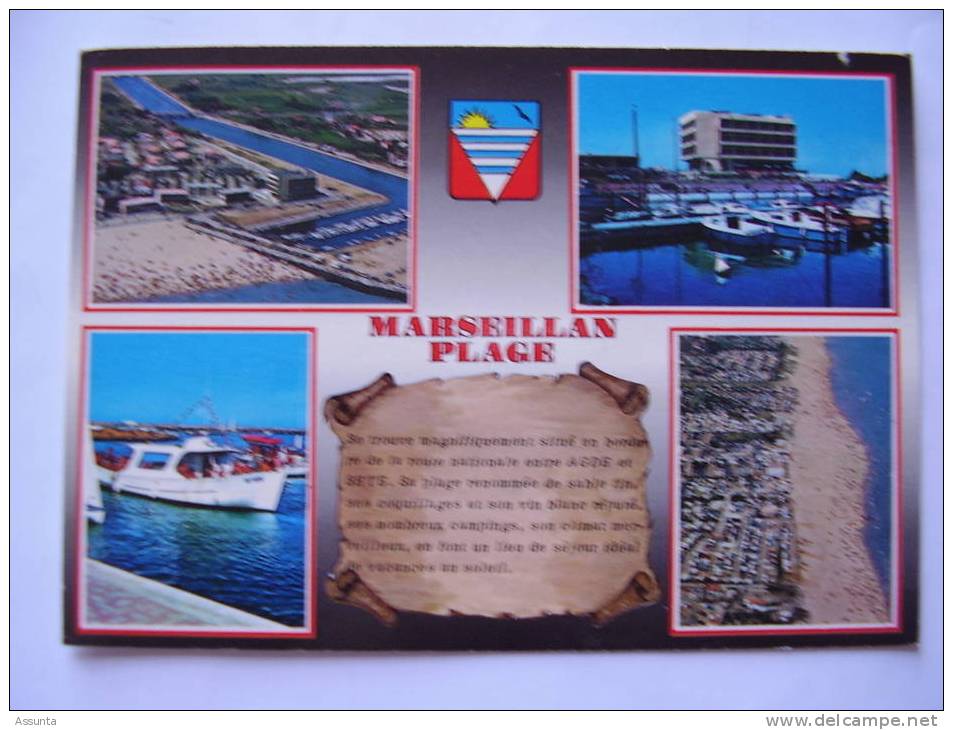 Hérault - Vues  Multiples De Marseillan Plage + Blason - Marseillan