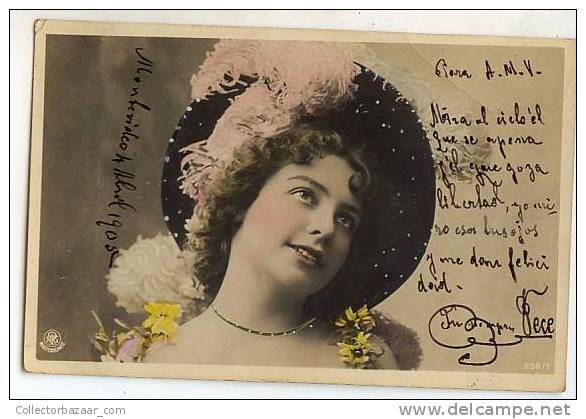 VINTAGE POSTCARD Woman With Hat Photo Postcard 1905 - Women