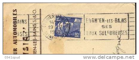 1952 France 95 Enghien Les Bains Thermes  Terme Thermal  RBV Sur Lettre - Hydrotherapy