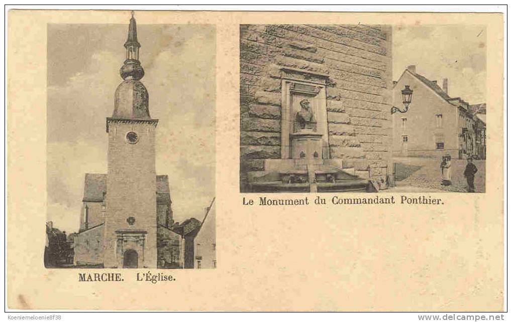 MARCHE - L'EGLISE  LE MONUMENT DU COMMANDANT PONTHIER - Marche-en-Famenne