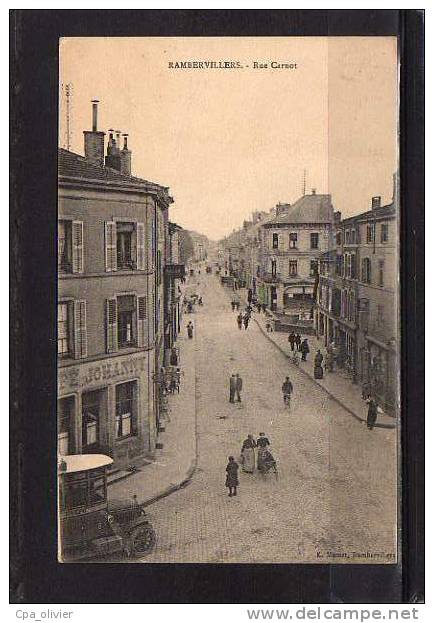 88 RAMBERVILLERS Rue Carnot, Animée, Café Johanny, Autobus Raon Etape, Ed Mamet, 191? - Rambervillers