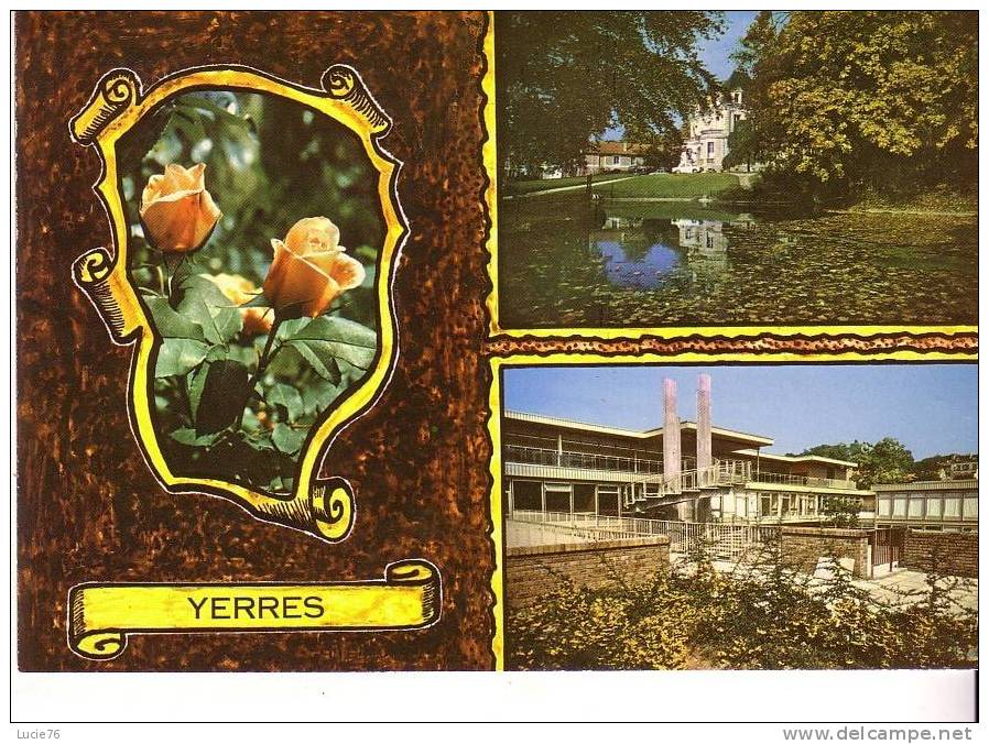 YERRES -  3 Vues :  Bouquet De Roses -  La Mairie Et Le Centre Culturel - Yerres
