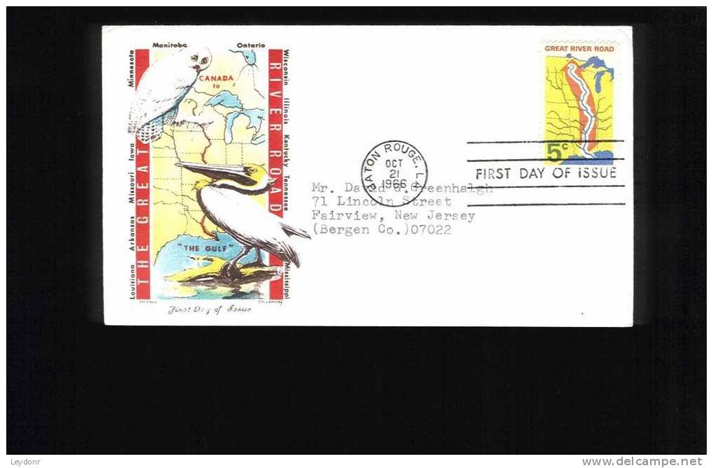 FDC Great River Road 1966 - Chickering And Jackson Cover - 1961-1970